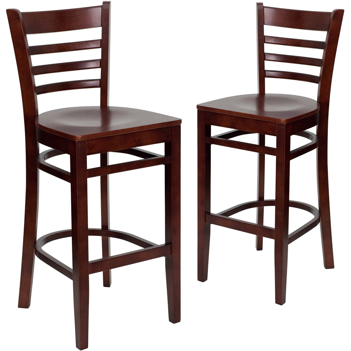 2 Pack Vertical Slat Back Wooden Barstool N9143