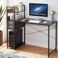 Black & Rustic Brown Computer Desk with Canvas Drawer T23142