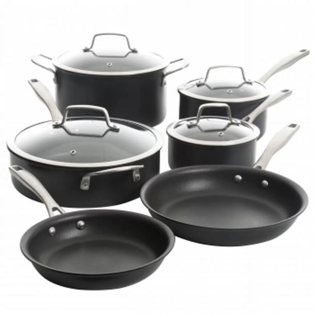 10-Piece Hard Anodized Cookware Pots and Pans Set C18519
