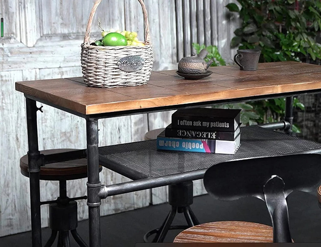 47" High Top Rectangular Metal Pub Table Rustic Brown U54137