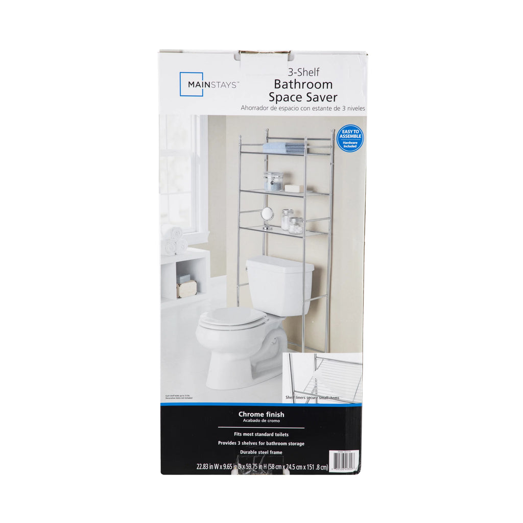 Over the Toilet Steel 3-Shelf Storage Unit Chrome M52093