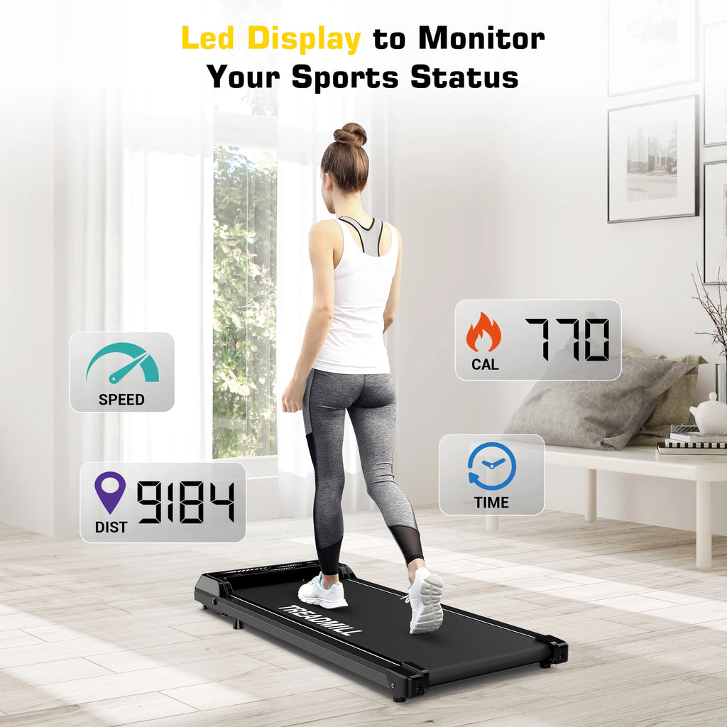Black Under Desk Treadmill Walking Pad 265lbs 2.25HP with Remote X537