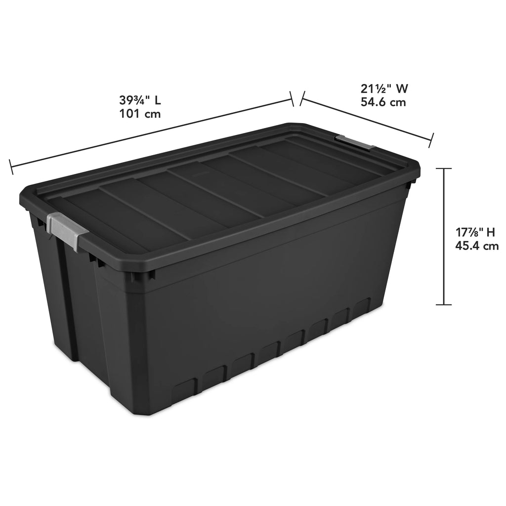 50 Gallon Black Plastic Stacker Tote Set of 3 Y428
