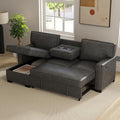 Grey Chenille L-Shaped Sleeper Sofa with Storage L69568