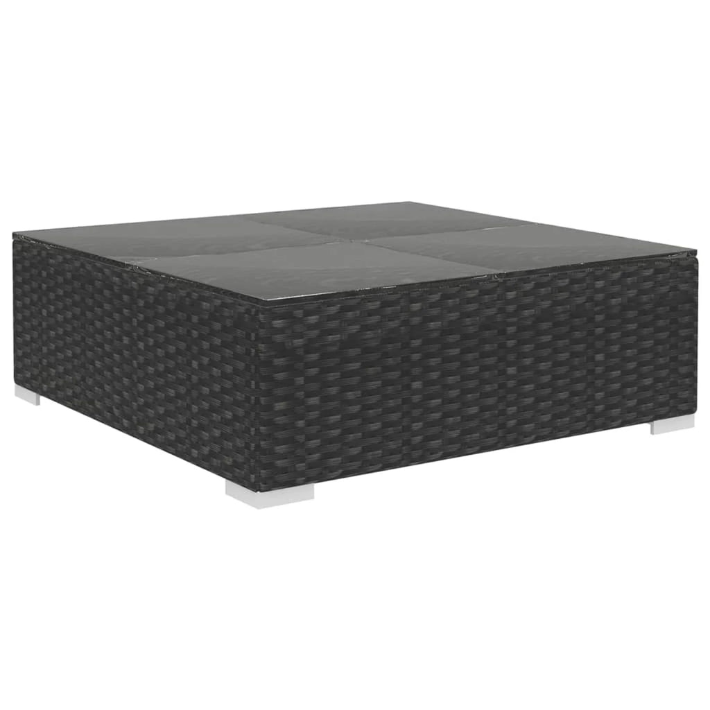 8 Piece Black Poly Rattan Patio Lounge Set with Cushions B45021