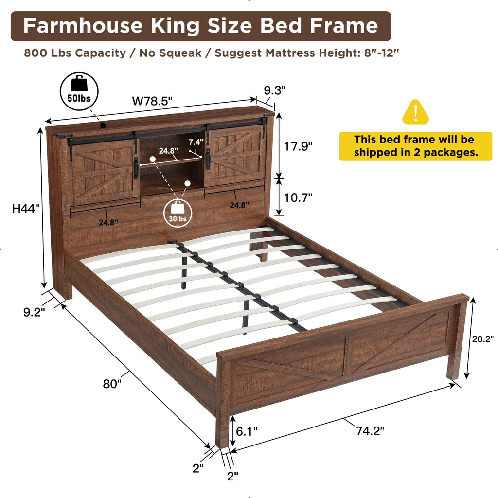 Full Platform Bed with Bookcase Headboard and Charging Station Y857315