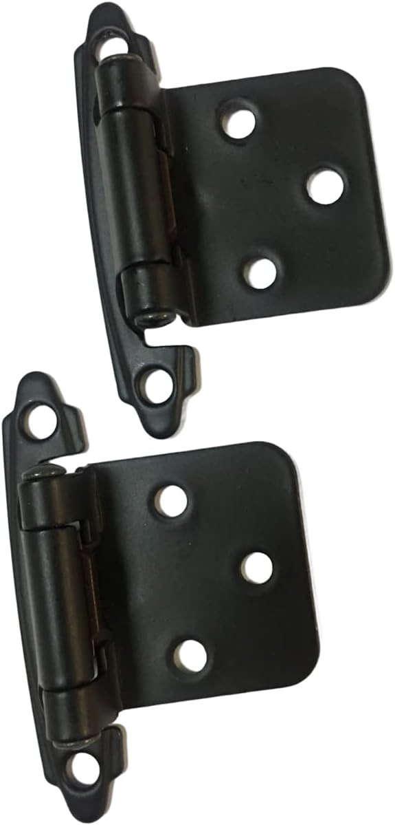 Black Cabinet Hinges 1/2 inch Overlay 2 Pack Z9680