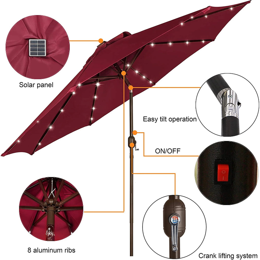 Solar Patio Umbrella with 32 LED Lights Z758