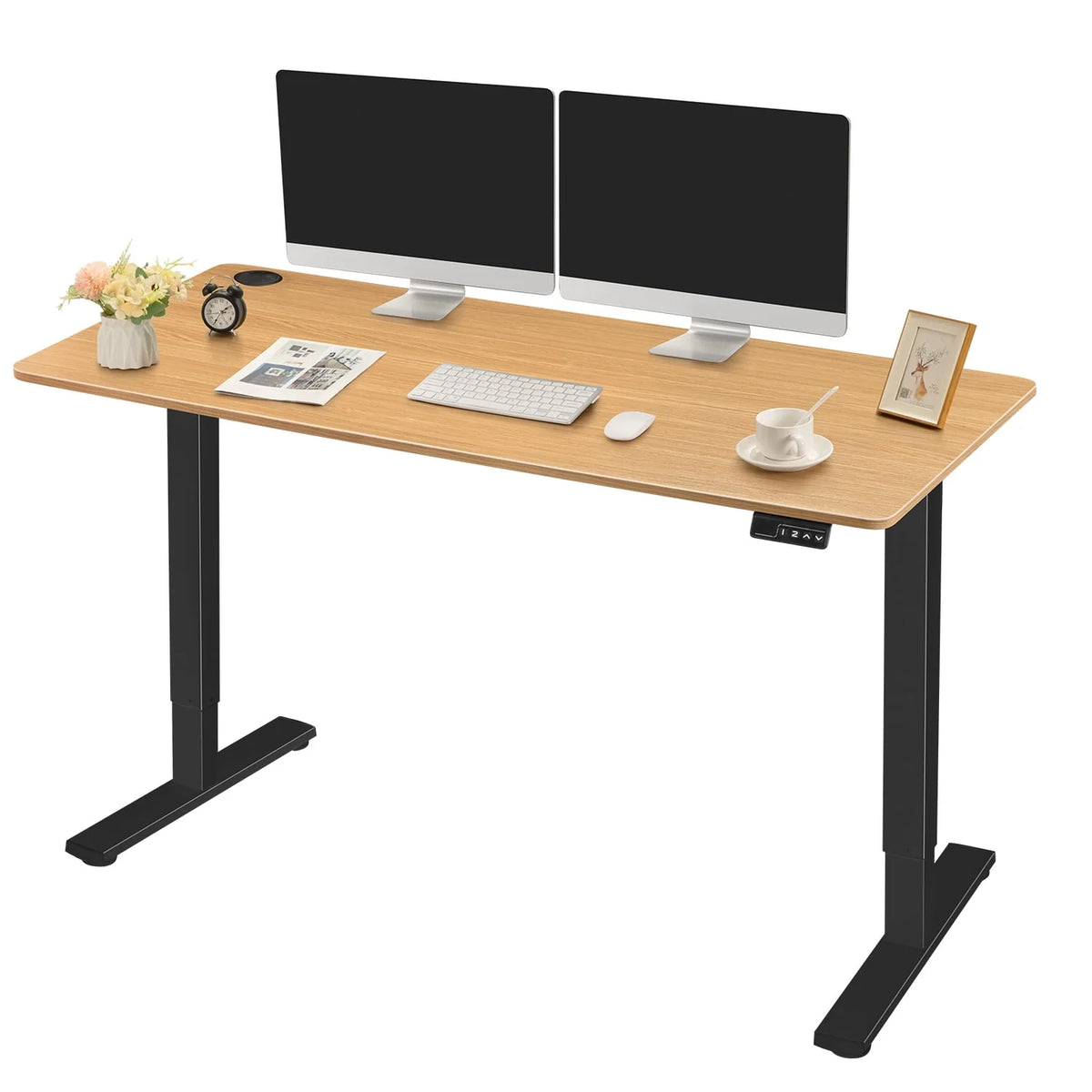 Electric Height Adjustable Standing Desk with Memory Preset, White S1604
