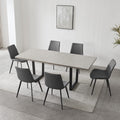 Extendable Solid Wood Dining Table Set with 6 Upholstered Chairs Y65769