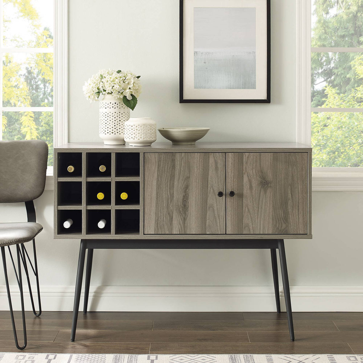 Slate Gray Bar Cabinet H85099