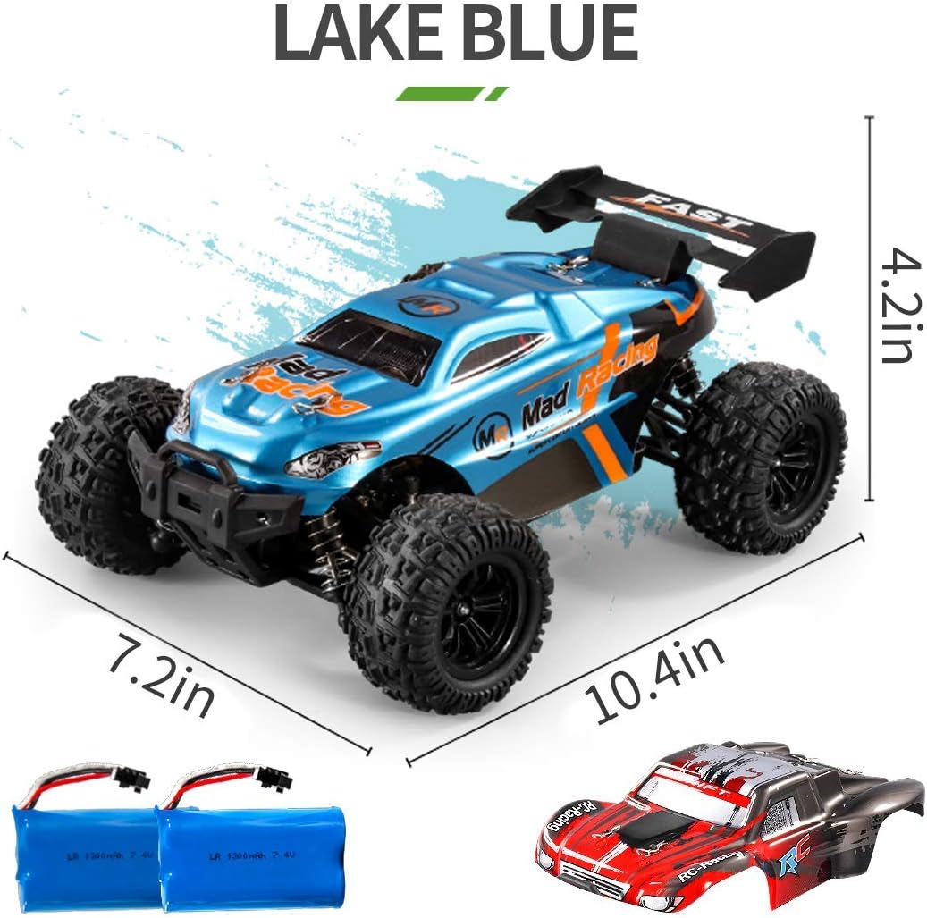 RC Cars 1:16 Scales 35+ kmh 4WD 2.4Ghz Off-Road Monster Truck Toy with 2 Batteries Q776