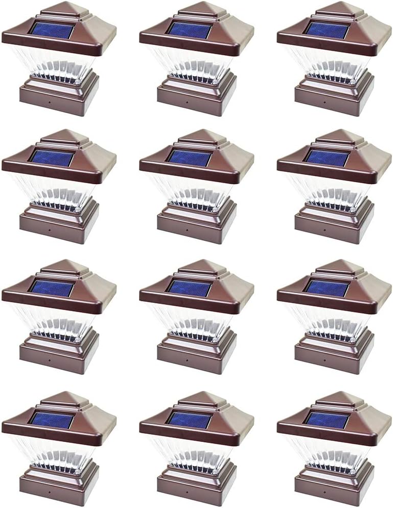 12 Pack White Solar LED Post Cap Light O2342