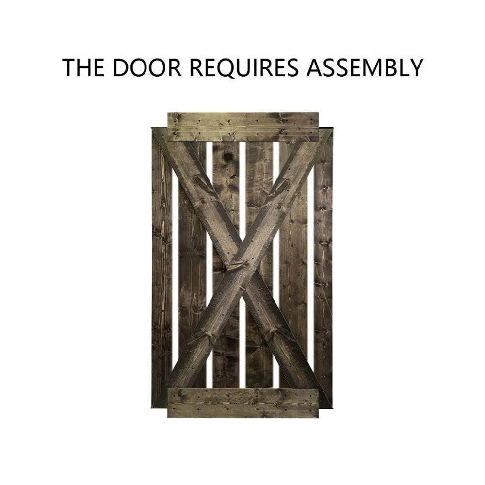 Espresso Stained Solid Knotty Pine Wood Interior Sliding Barn Door with Hardware Kit V779064