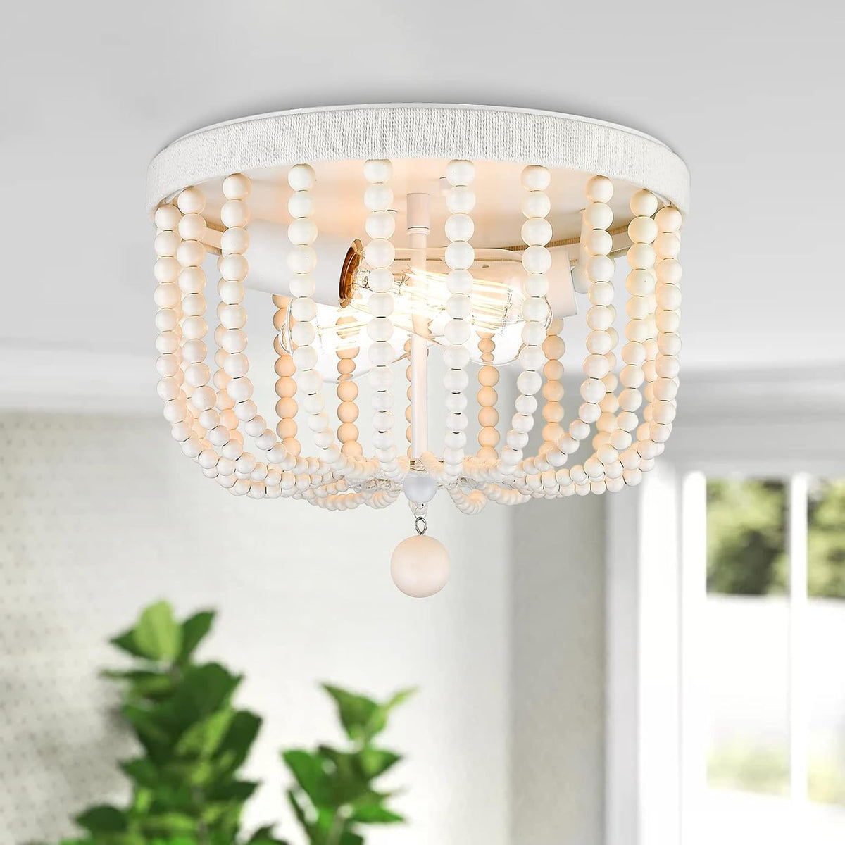 Wood Beaded Ceiling Light N70808