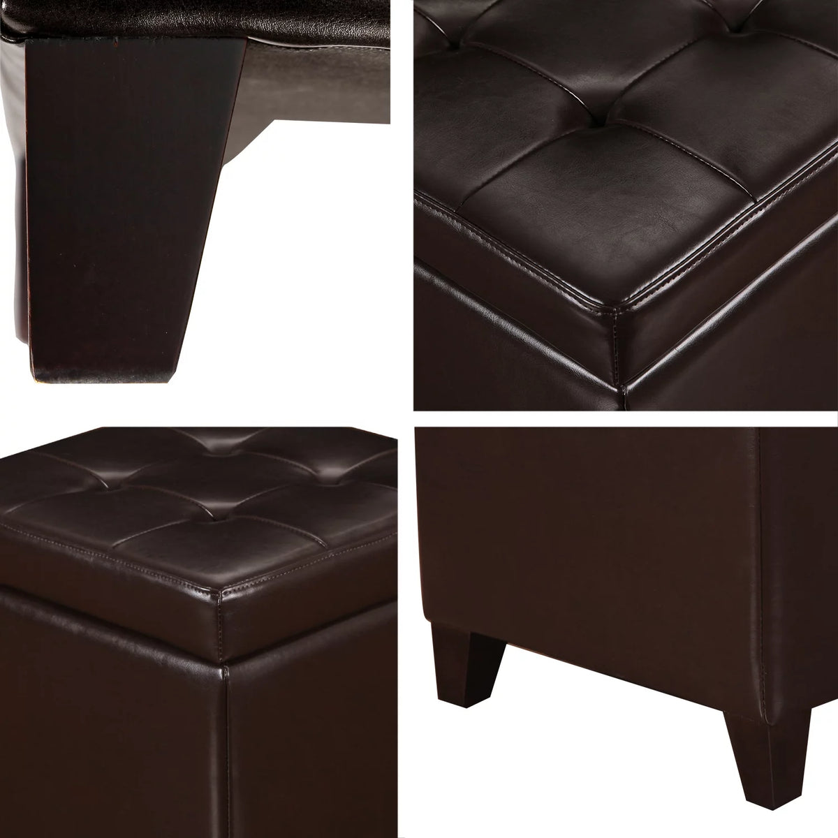 Brown Leather Square Storage Ottoman U769127