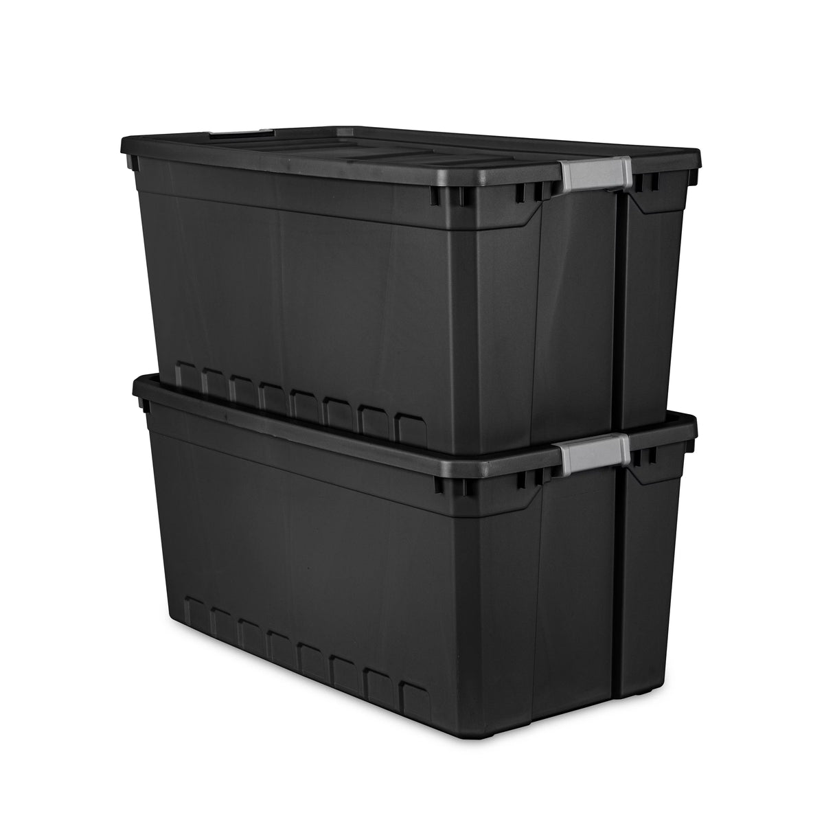 50 Gallon Black Plastic Stacker Tote Set of 3 Y428