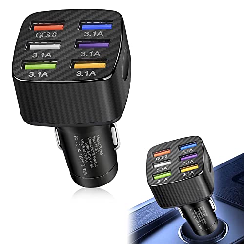 Car Charger Adapter, 6 USB Multi Port Fast Charger, QC3.0 USB Fast Charger R798