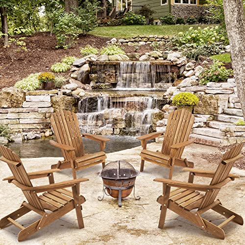 Gray Wooden Folding Adirondack Chairs Set of 2 W66888