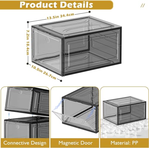 White Clear Plastic Shoe Storage Organizer Stackable Boxes 6 Pack W981009