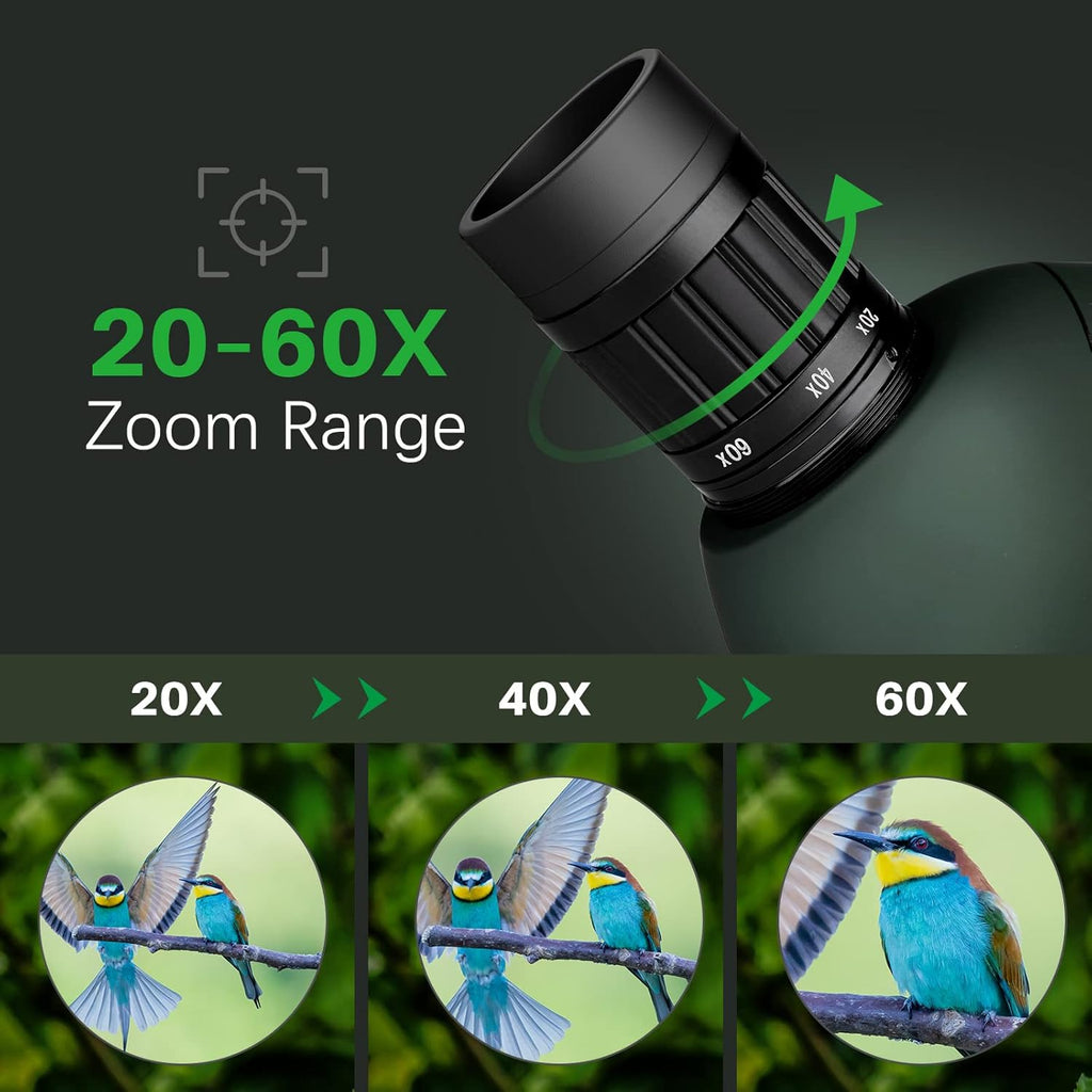 20-60x60 Spotting Scope with Carrying Case, Tripod and Smartphone Adapter Q2270
