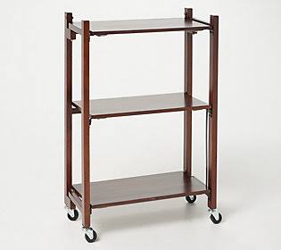 3-Tier Collapsible Acacia Wood Storage Rack H968