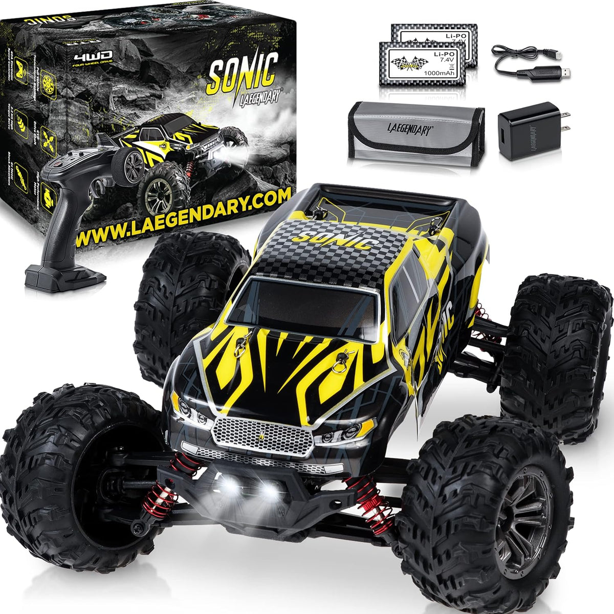 Off Road Remote Control Car 4x4 Truck 1:16 Scale Black Yellow O637