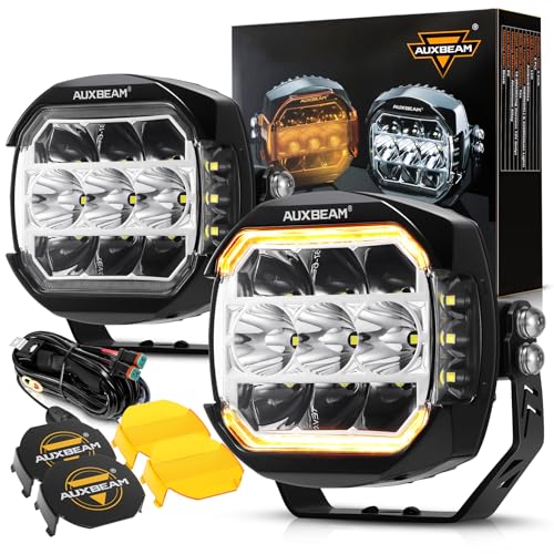 72W LED Rectangle Offroad Cube Spotlights with Amber DRL F2560