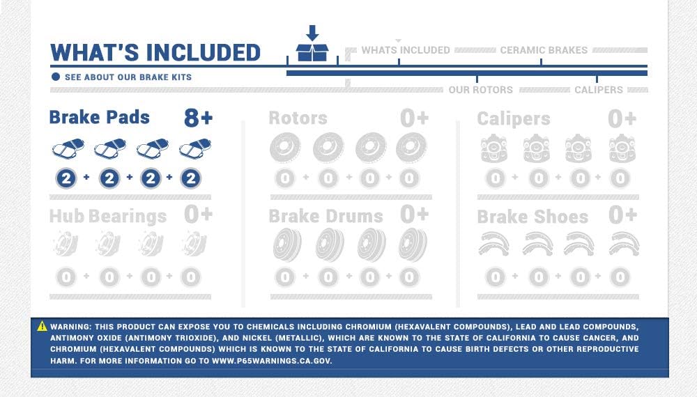 Ceramic Brake Pads with Rubber Shims and Hardware Z943