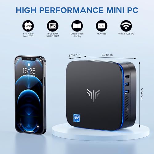 Mini PC 12th N95 16GB RAM 512GB SSD 4K HDMI Dual WiFi BT4.2 E4286