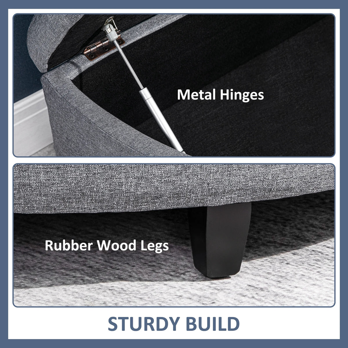 Gray Half Moon Storage Ottoman with Lift Lid P62959