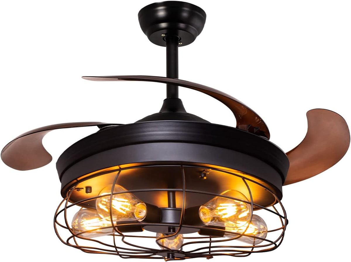 36'' Caged Ceiling Fan with Light Remote Control Q90590
