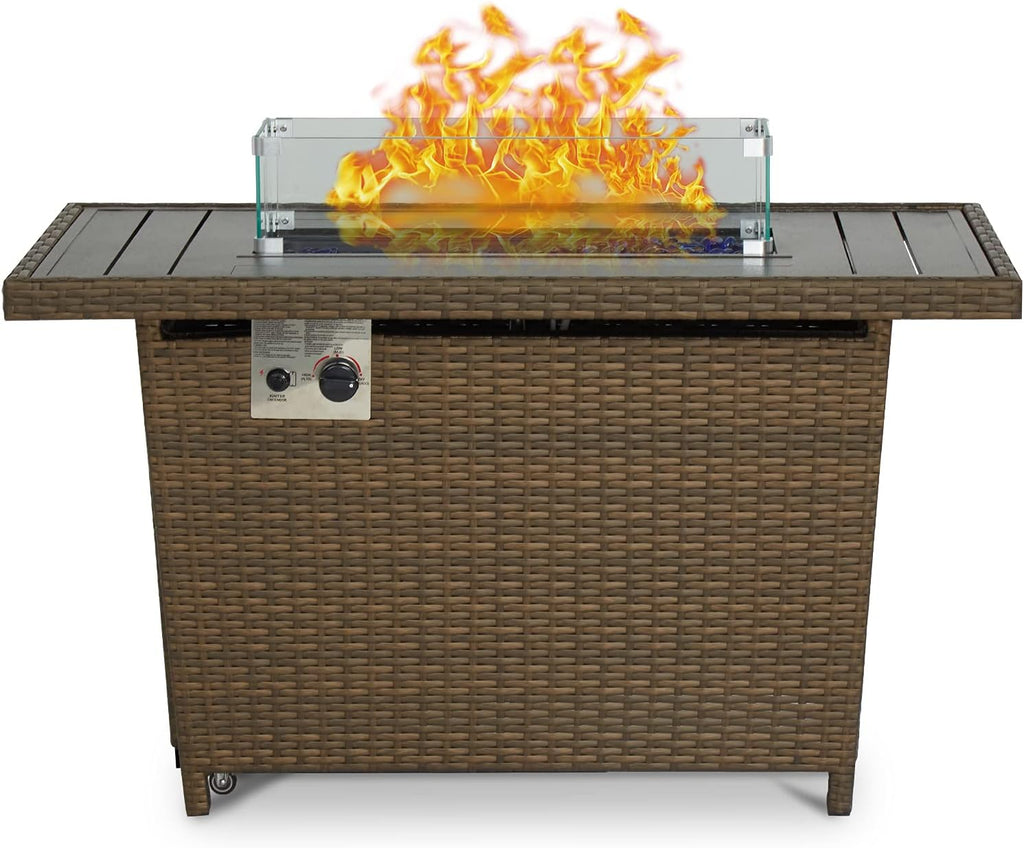 44 Inch 50000 BTU Propane Fire Pit Table with Rain Cover F580