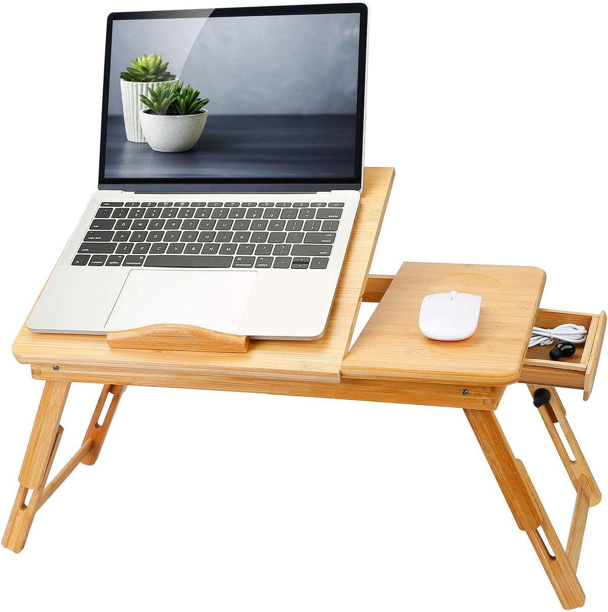 Bamboo Bed Tray with Side Storage Drawer Z436