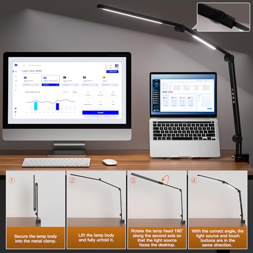 Black 18W LED Desk Lamp with Clamp A855452