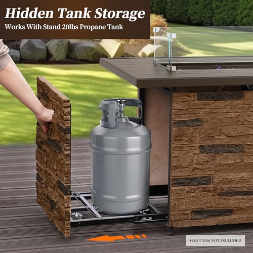 Propane Fire Pit Table with Glass Wind Guard and Lid R795779