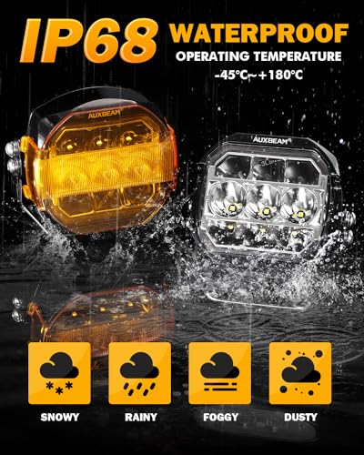 72W LED Rectangle Offroad Cube Spotlights with Amber DRL F2560