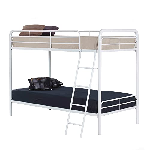 Twin Over Twin Metal Bunk Bed in Black J8783