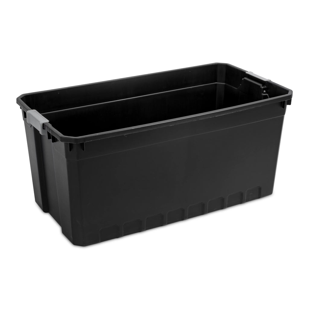 50 Gallon Black Plastic Stacker Tote Set of 3 Y428
