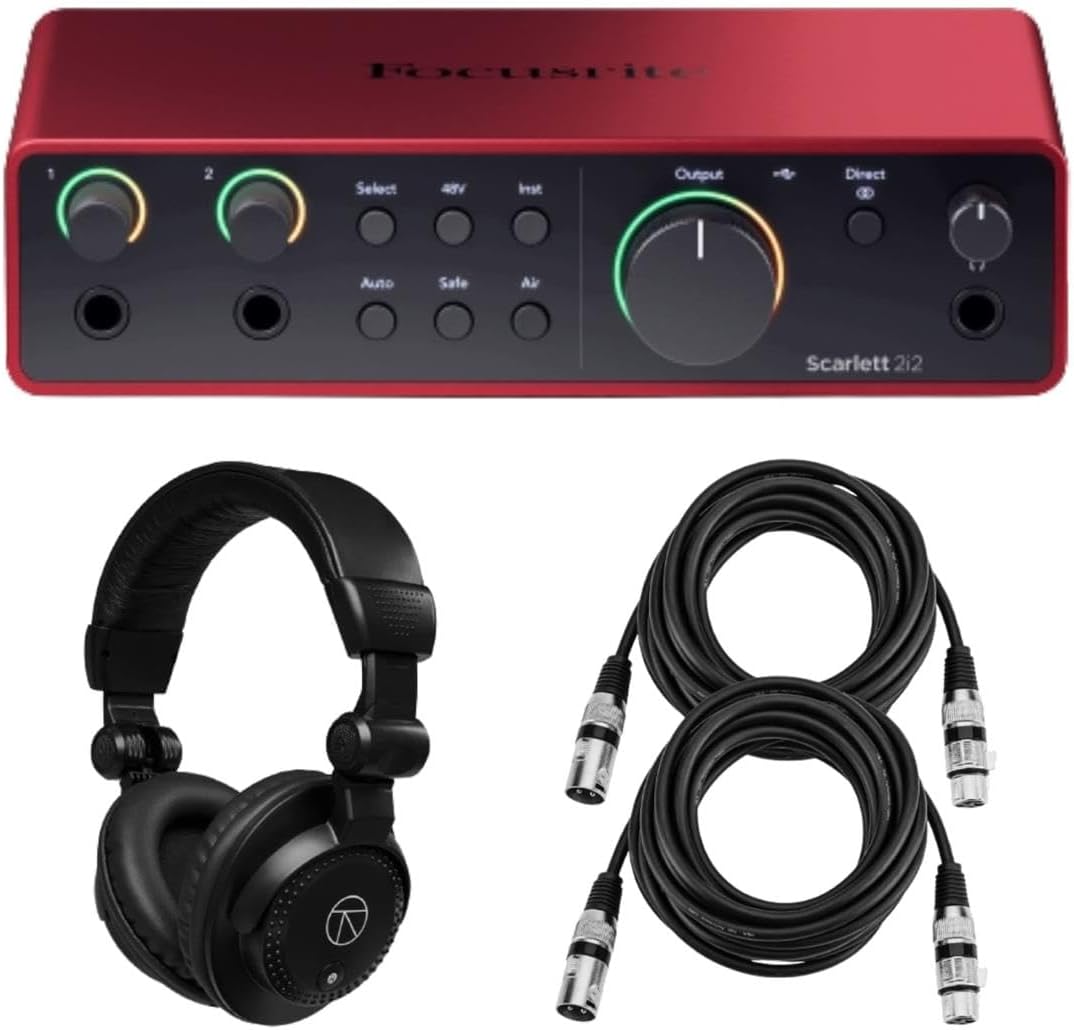 2x2 USB Audio Interface Bundle with Headphones and 2 XLR Cables S218079