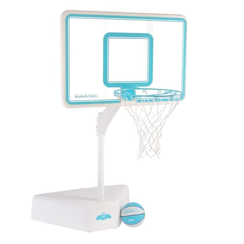 Outdoor Adjustable Height Swimming Pool Basketball Hoop with Ball, Base, 18 Inch Stainless Steel Rim W874