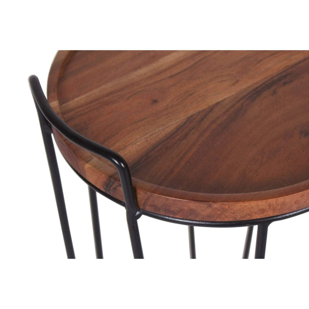 Iron & Acacia Nesting Tray Tables with Handles Set of 2 R8185