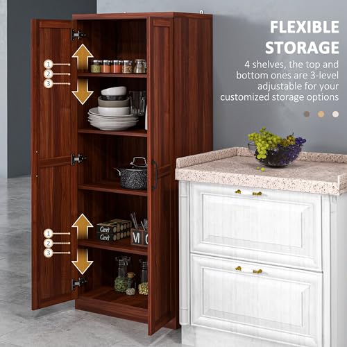 63" 2-Door Freestanding Storage Cabinet with 5-Tier Shelving and 2 Adjustable Shelves, Espresso I700513