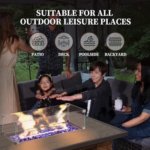 Propane Fire Pit Table with Glass Wind Guard and Lid R795779