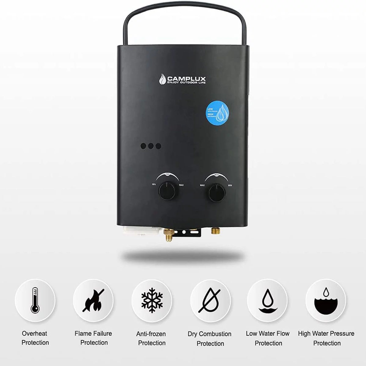 Outdoor Portable Propane Tankless Water Heater Black J7800