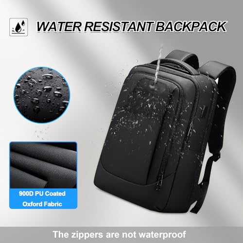 Black Expandable Water Resistant Computer Backpack 15.6 Inch E7131