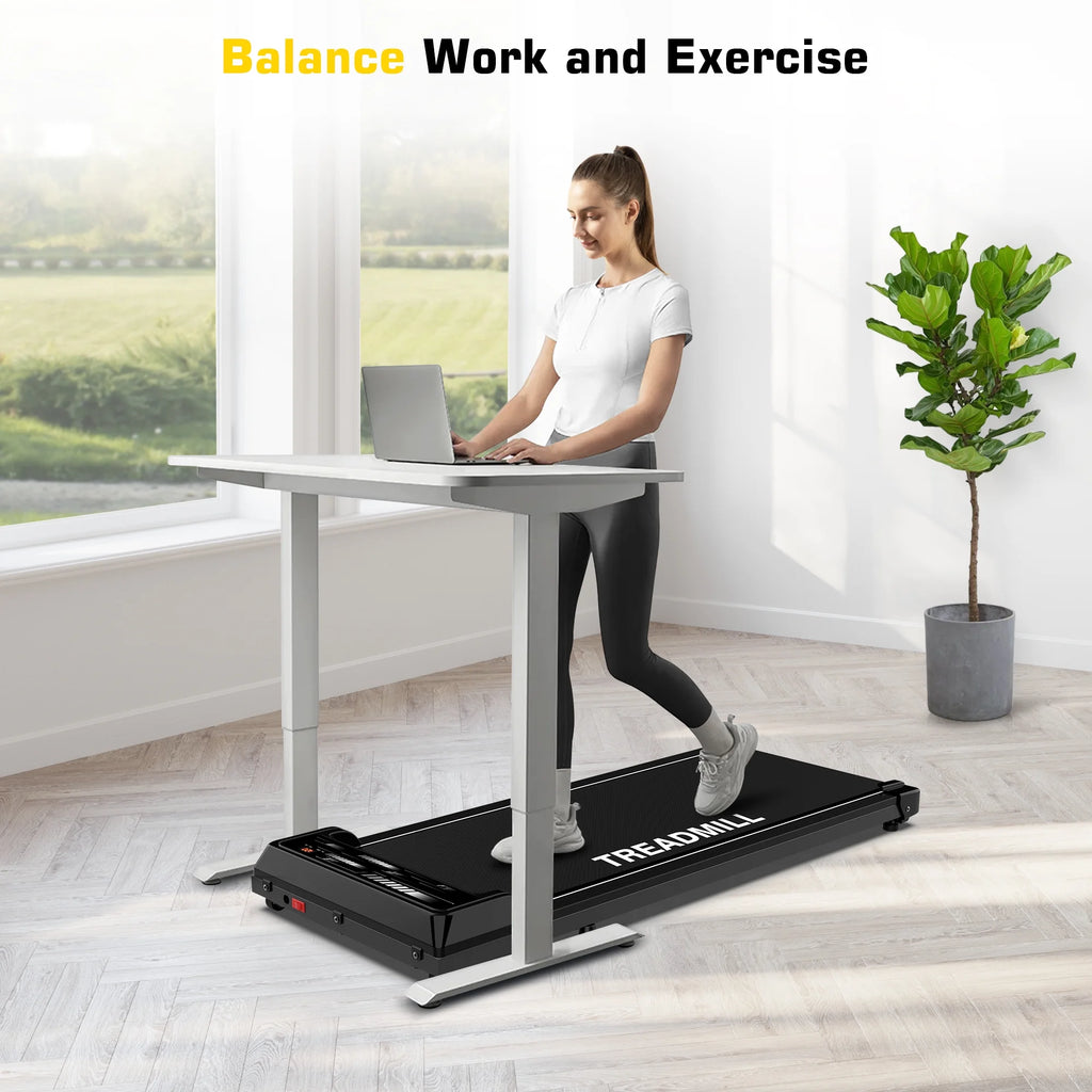 Black Under Desk Treadmill Walking Pad 265lbs 2.25HP with Remote X537