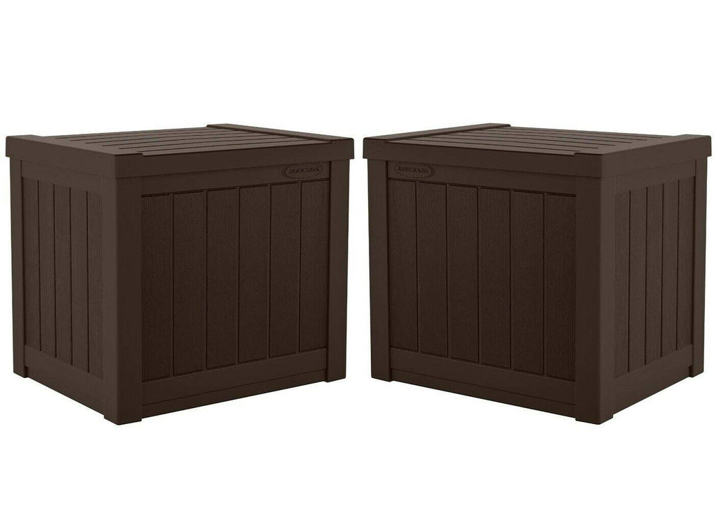 Resin 22-Gallon Patio Storage Deck Box, Java Brown 2 Pack Z836206