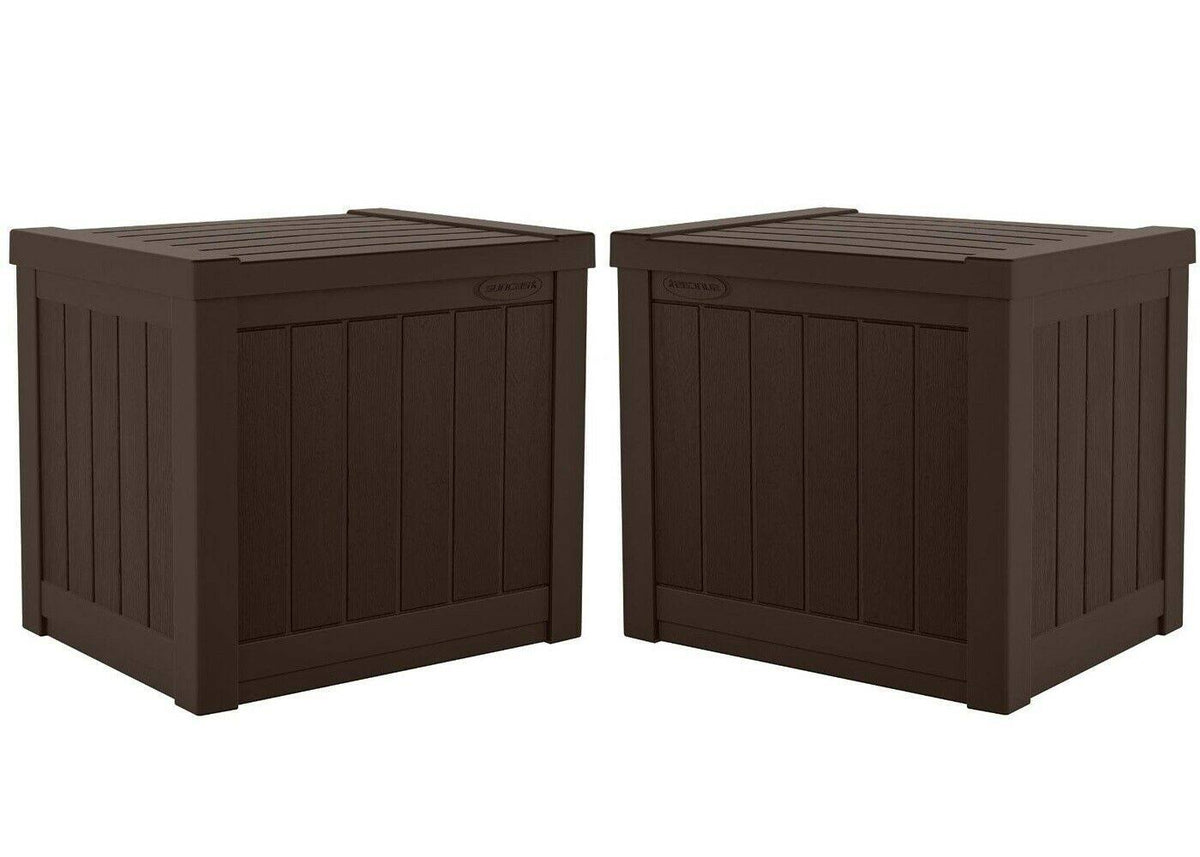 Resin 22-Gallon Patio Storage Deck Box, Java Brown 2 Pack Z836206