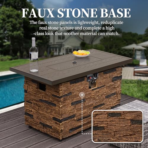 Propane Fire Pit Table with Glass Wind Guard and Lid R795779